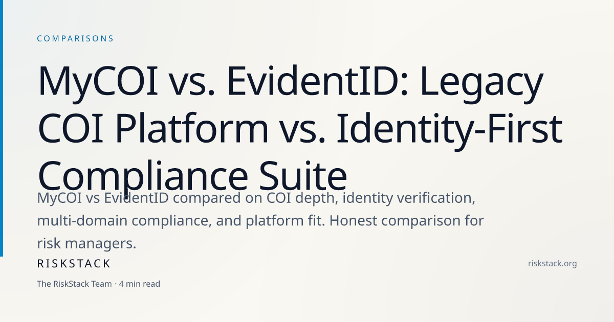 MyCOI vs. EvidentID: Legacy COI Platform vs. Identity-First Compliance ...